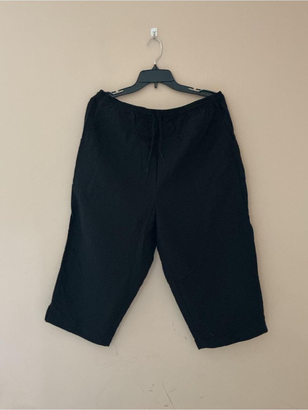 Palm Grove 100%Cotton Black Wide-Leg Cropped Pants